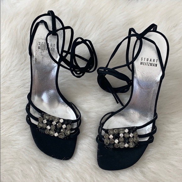 Stuart Weitzman | wrap up strappy rhinestone heel - Picture 1 of 14